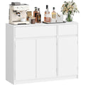 Buffet moderne avec 2 tiroirs, 3 portes et etageres reglables, meuble de rangement pour cuisine ou salon, 33 x 100 x 81,5 cm, blanc