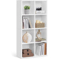 Bibliotheque cube en bois avec etageres de rangement, meuble compact 65,8 x 30 x 130 cm pour salon ou bureau, blanc