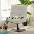 Fauteuil pivotant 360° avec dossier inclinable et hauteur reglable, chaise de salon rembourree en tissu chenille gris