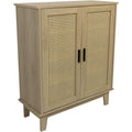 Buffet avec deux portes en cannage, meuble de rangement 80 x 34 x 96 cm, style naturel et boheme