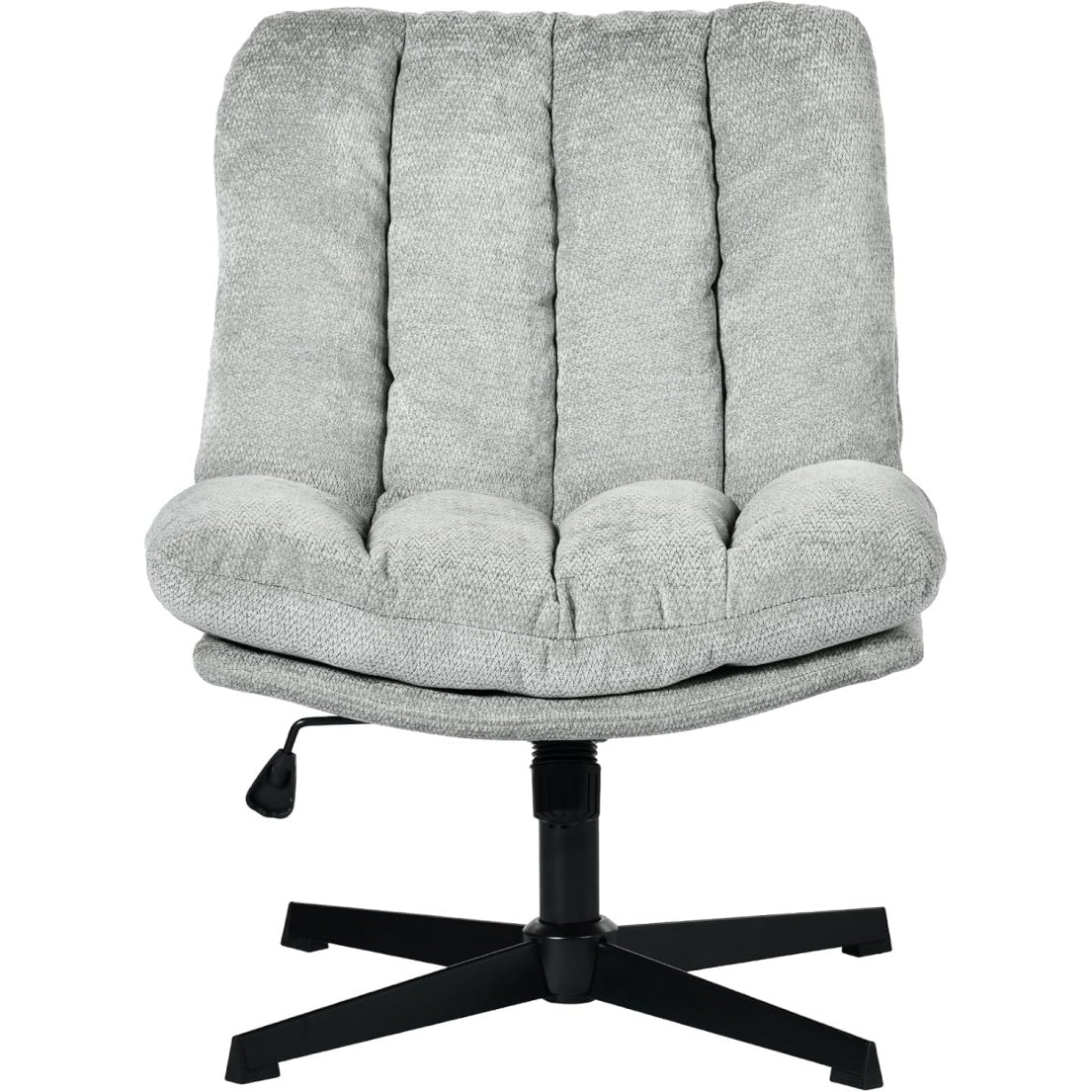 Fauteuil pivotant 360° reglable en hauteur avec accoudoirs, chaise de bureau ou salon en tissu chenille gris