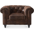 Fauteuil Chesterfield au style vintage avec dossier capitonne et accoudoirs elegants
