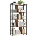 Bibliotheque industrielle 5 etages avec compartiments ouverts, meuble de rangement pour salon, bureau ou chambre, marron rustique