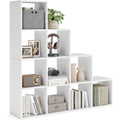 Bibliotheque avec 10 compartiments ouverts, meuble de rangement pour salon, chambre ou bureau, blanc nuage