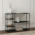 etagere autoportante en metal noir avec cinq compartiments ouverts pour salon ou bureau
