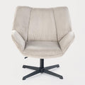 Fauteuil pivotant 360° en velours côtele avec pieds croises, chaise confortable pour bureau ou chambre, taupe clair