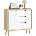 Buffet compact avec 2 portes, 3 tiroirs et etagere reglable, meuble de rangement blanc 80 x 35 x 77 cm