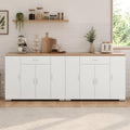Grande enfilade scandinave composee de deux buffets avec huit portes et vaste capacite de rangement