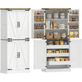 Armoire de cuisine style rustique avec quatre portes, trois tiroirs et nombreux rangements pratiques