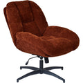 Fauteuil pivotant reglable en hauteur avec fonction inclinaison, chaise de salon en tissu chenille rouge